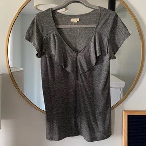 Silence + Noise Ruffle/Zipper Front Tee